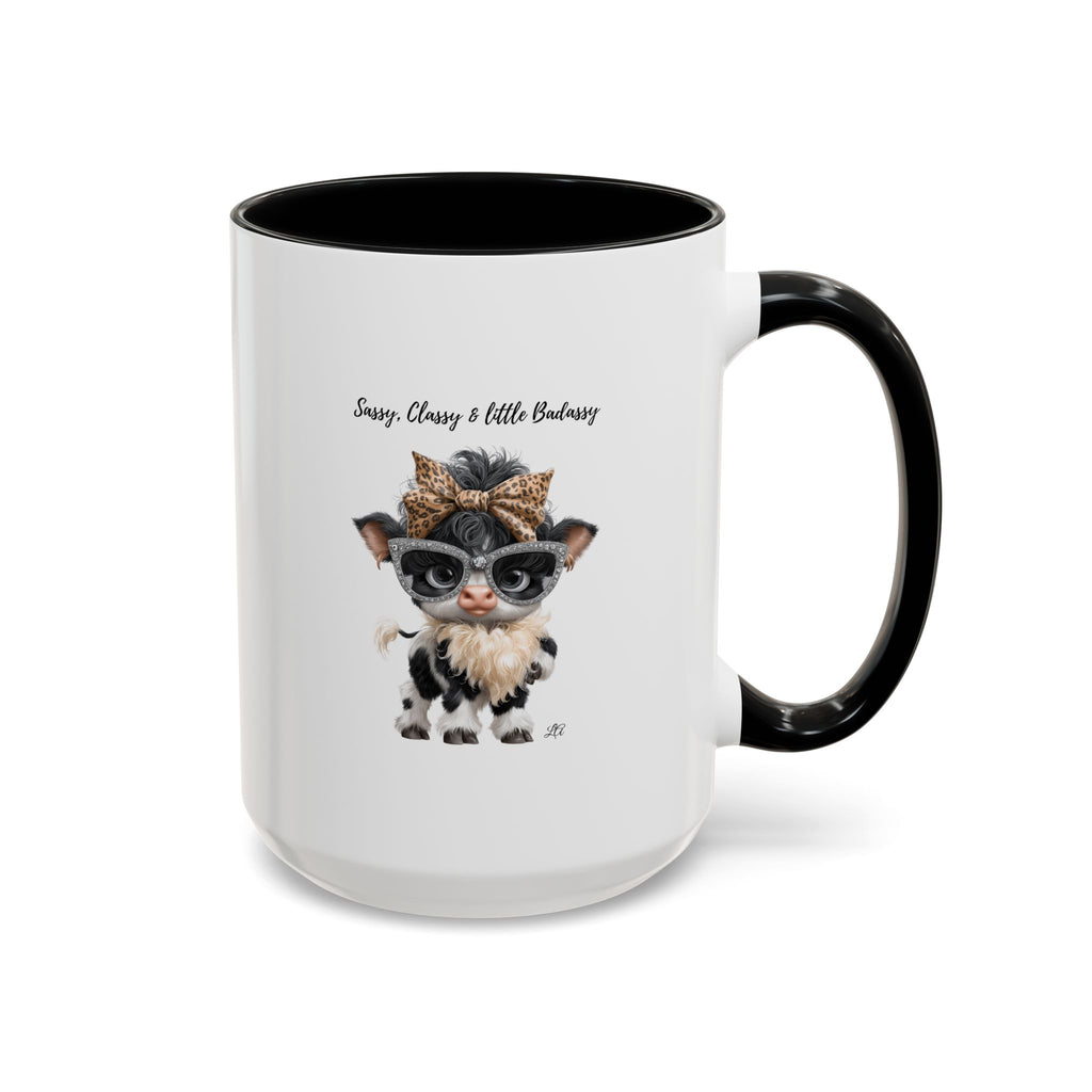 Sassy Classy Little Badassy Cow Illustration Mug  Funny Cow Coffee Cup