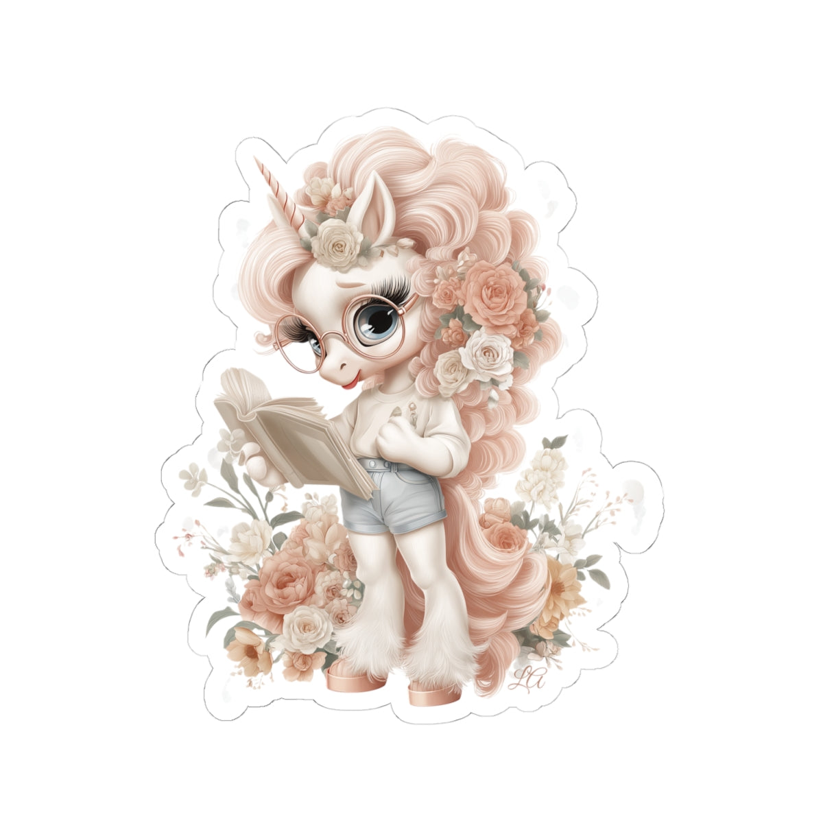 Whimsical Unicorn Lover Reading Sticker | Kiss-Cut Sticker