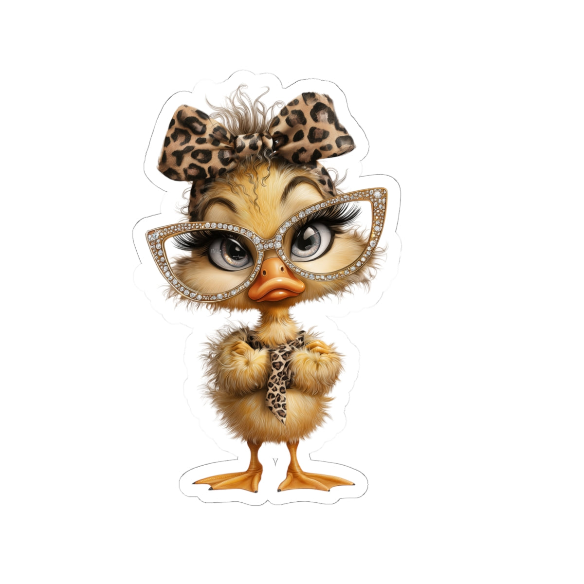 Leopard Bow Chick kiss-cut sticker |duck sticker