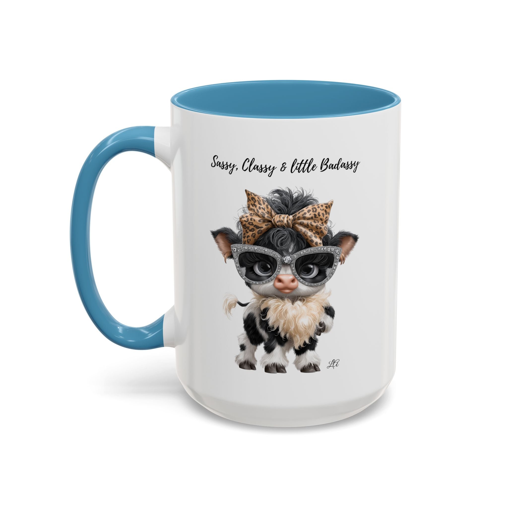 Sassy Classy Little Badassy Cow Illustration Mug  Funny Cow Coffee Cup