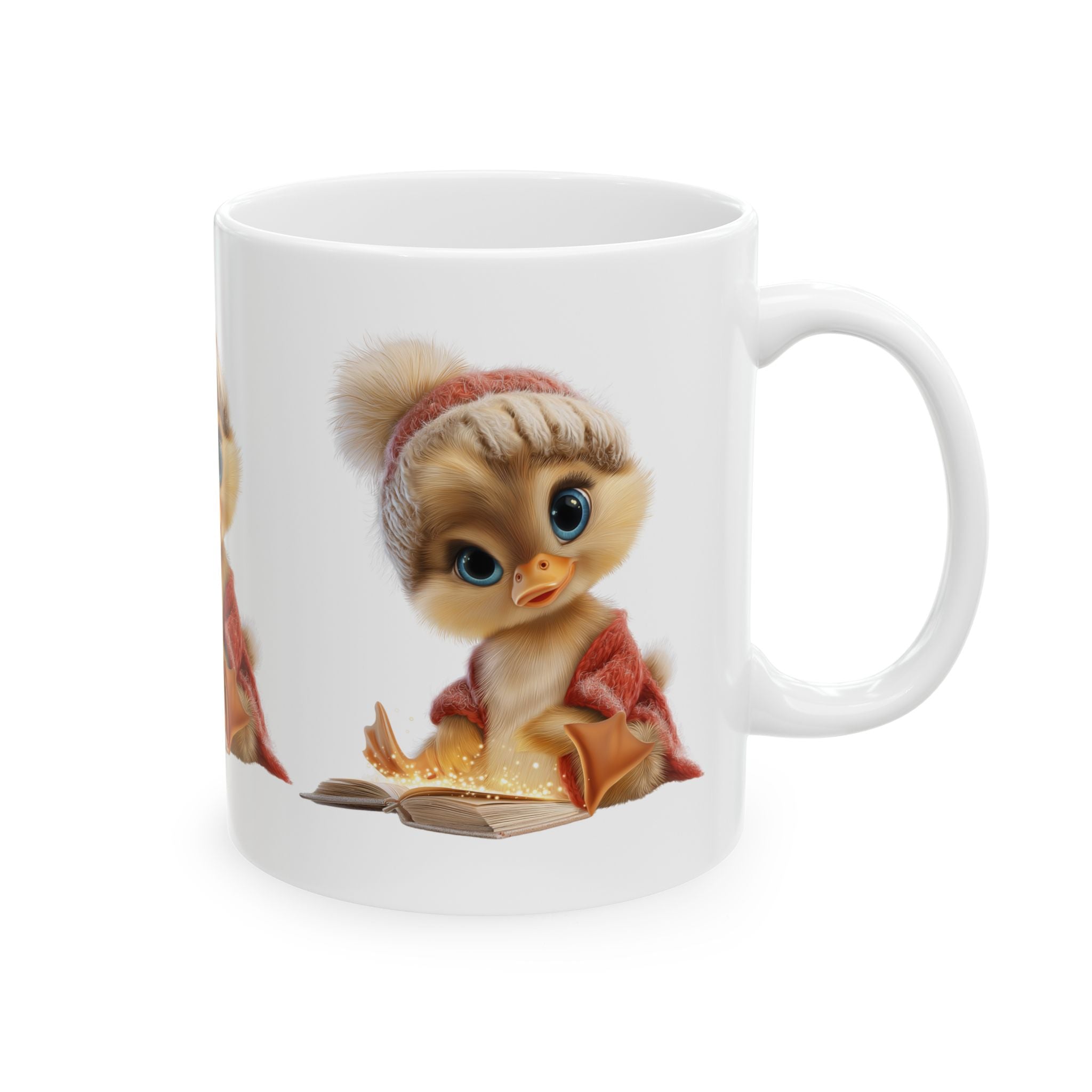 Duck Coffee Cup, Reading Mug, Animal Art Mug, Book Lover Gift