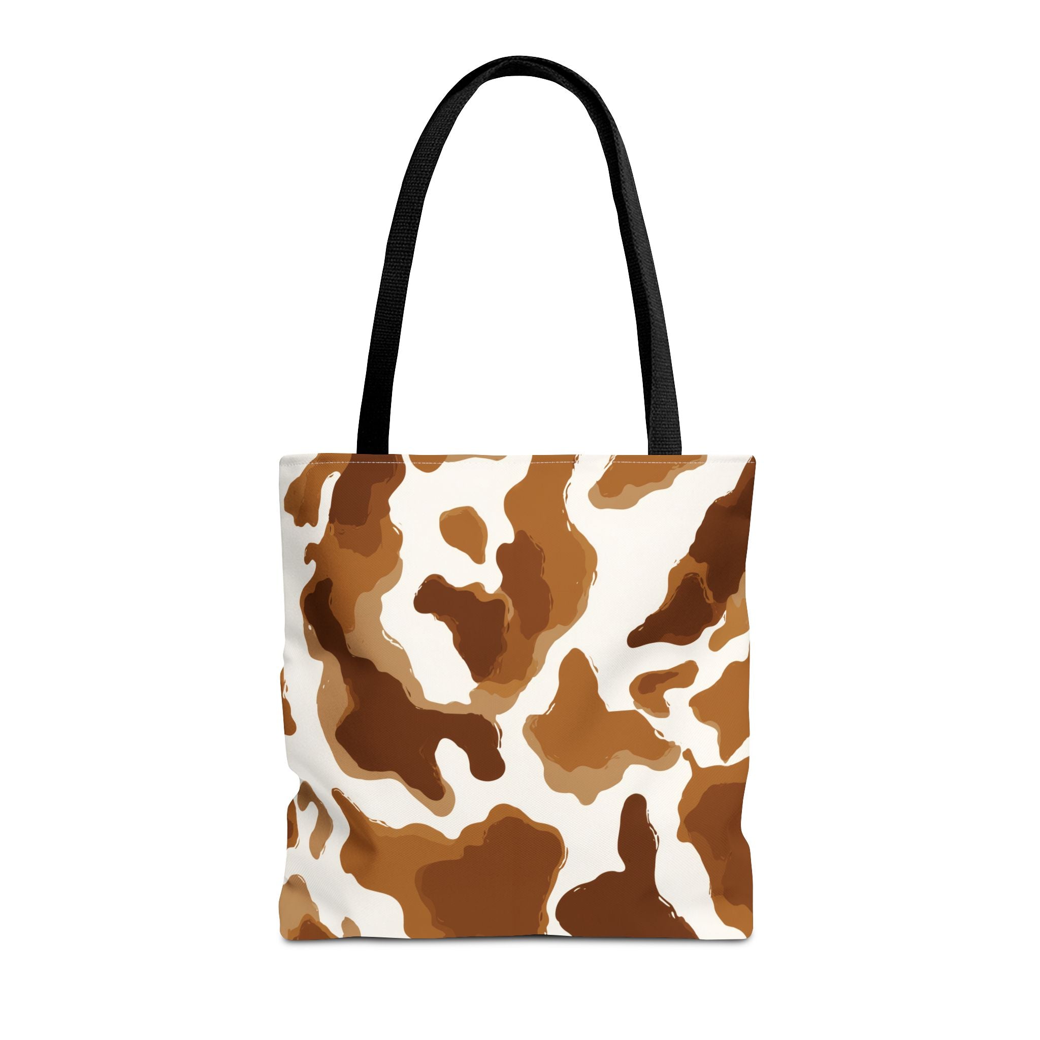 Brown Cowhide Pattern Tote Bag | Brown White Cow Print AOP Tote