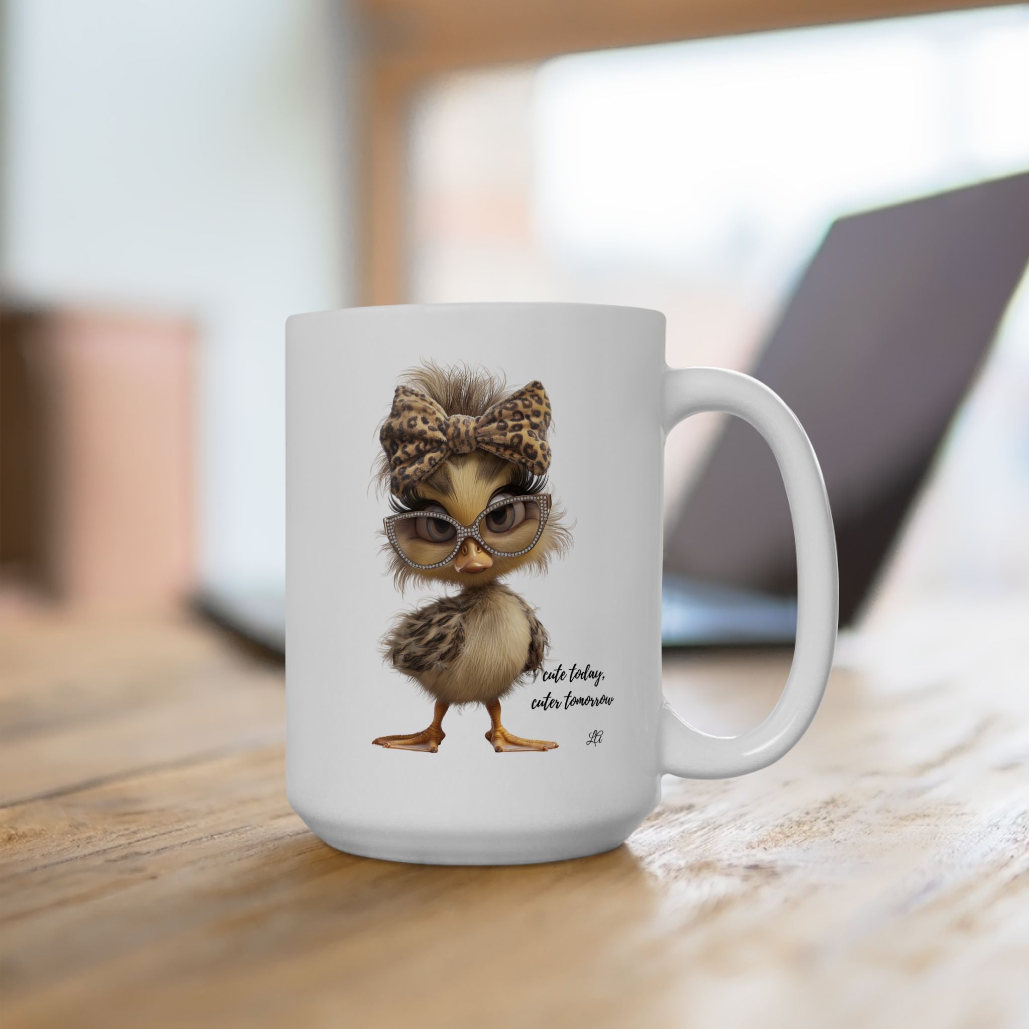 Cute Chic Duck Mug — Leopard Bow & Glasses (11oz / 15oz)