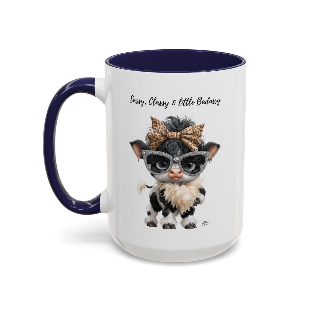 Sassy Classy Little Badassy Cow Illustration Mug  Funny Cow Coffee Cup
