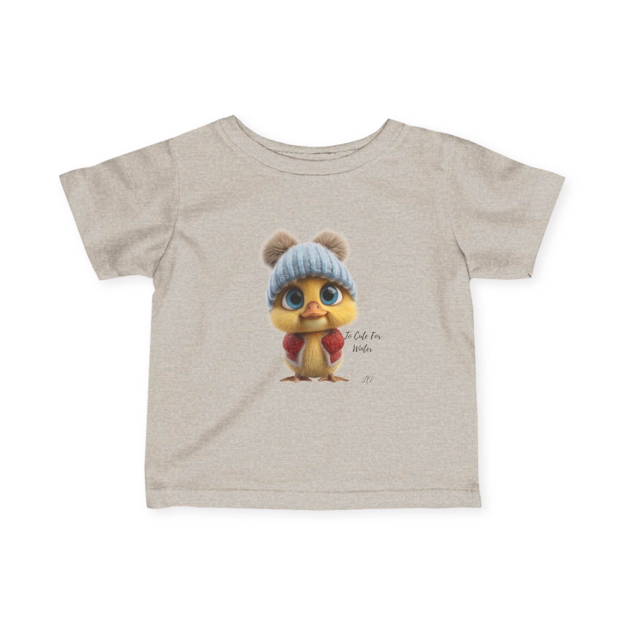 Winter Chick Baby Tee Infant T-Shirt with Knit Hat Illustration