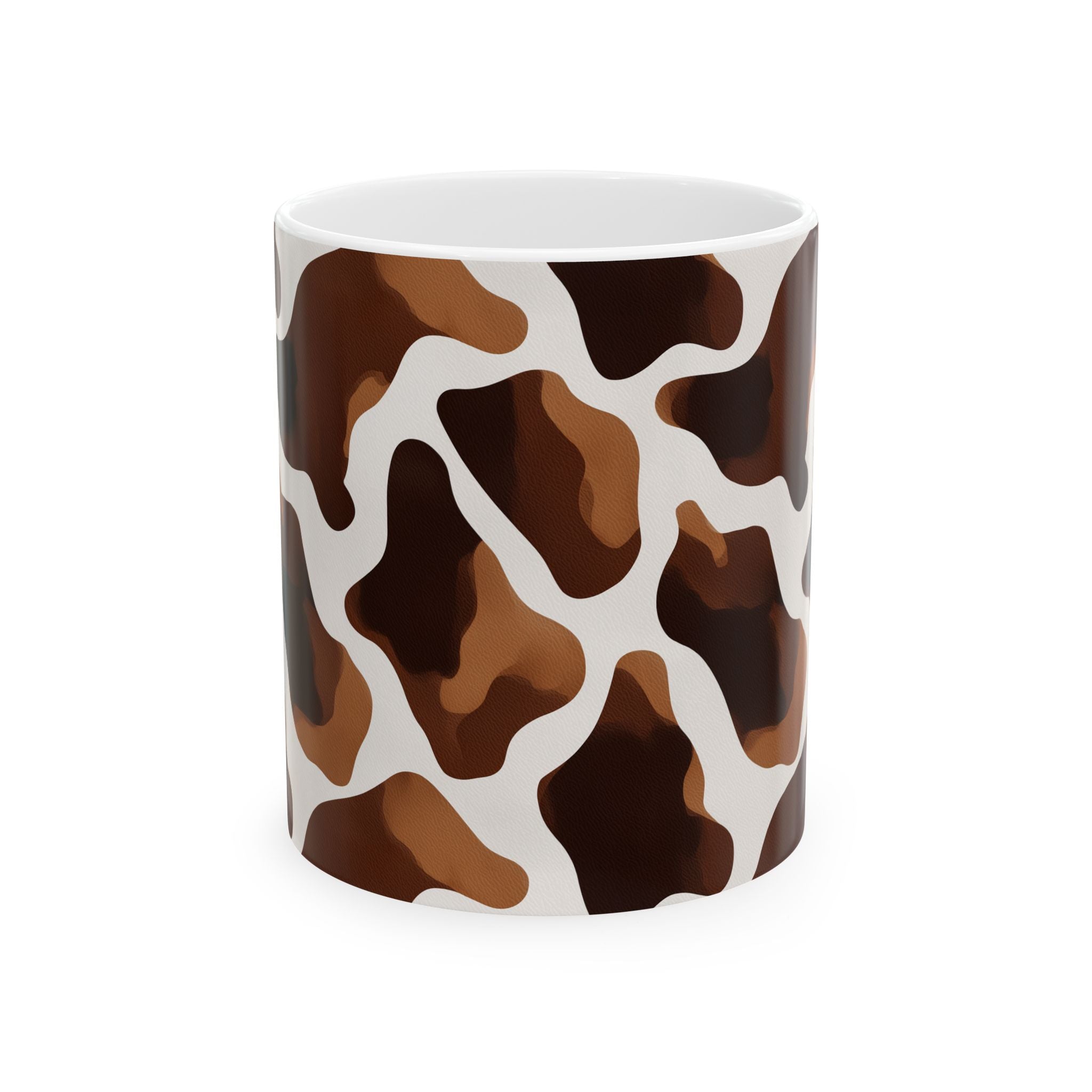 Cow Print Mug, Brown Cow Pattern Cup, Seamless Animal Print Coffee Mug, Cute Aesthetic Mug for Cow Lovers