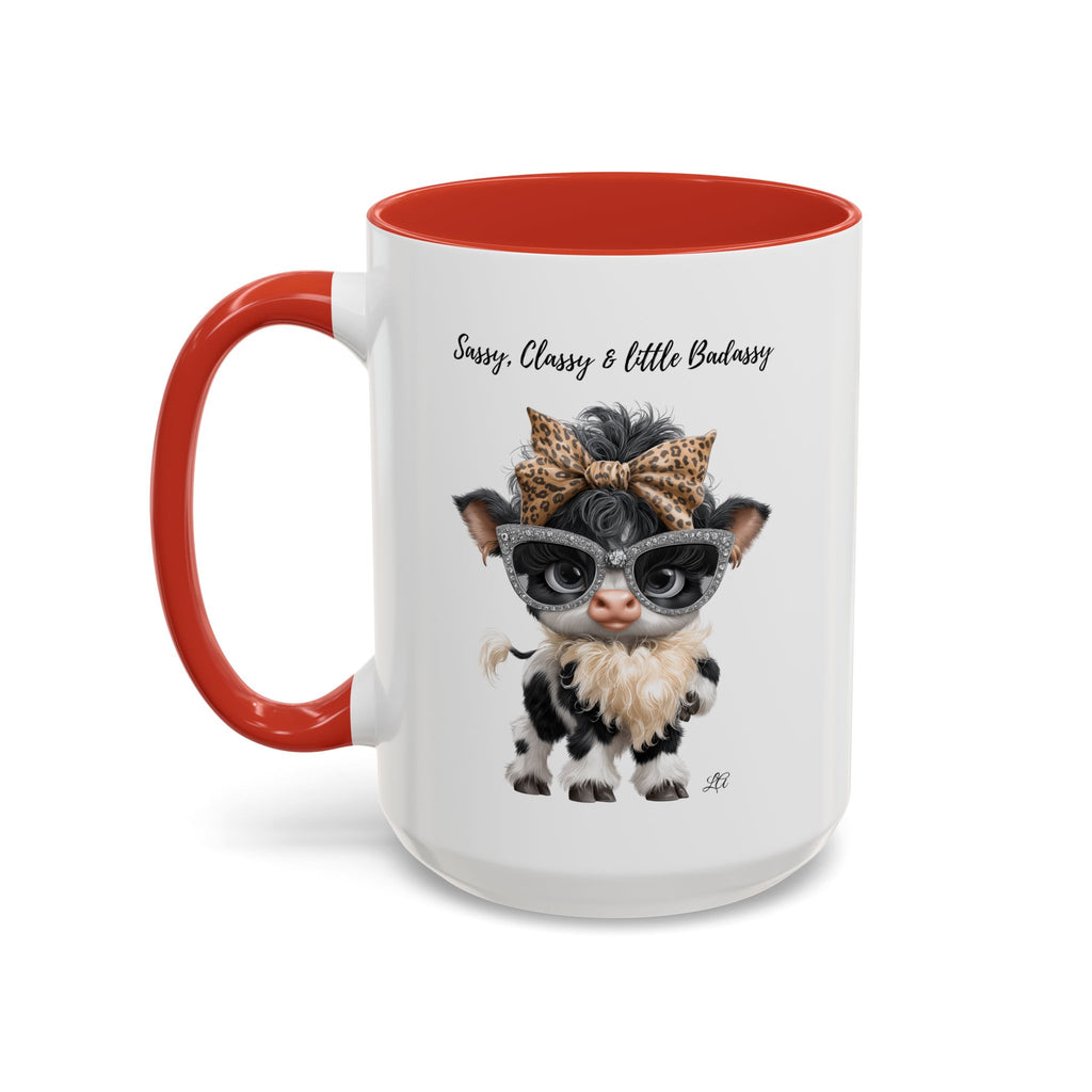 Sassy Classy Little Badassy Cow Illustration Mug  Funny Cow Coffee Cup