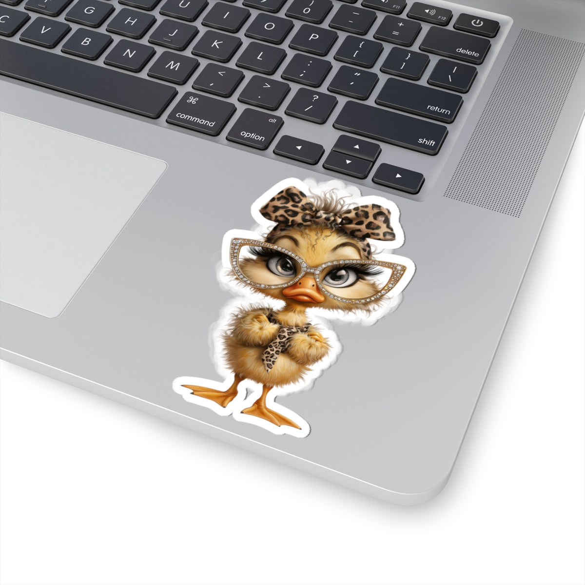Leopard Bow Chick kiss-cut sticker |duck sticker