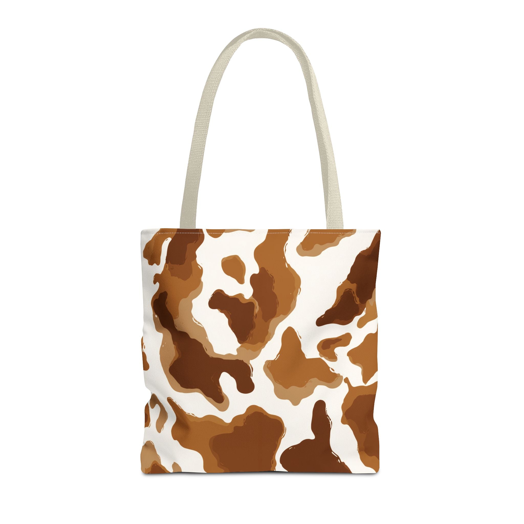 Brown Cowhide Pattern Tote Bag | Brown White Cow Print AOP Tote