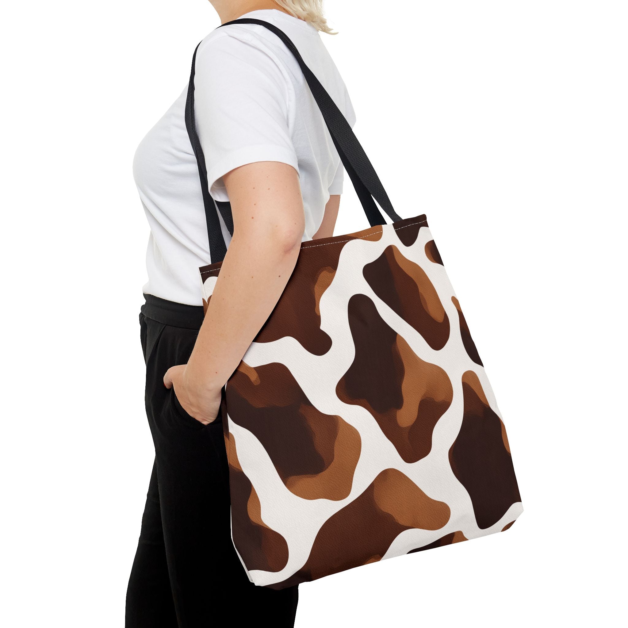 Brown Cowhide Pattern Tote Bag | All-Over Print Animal Print