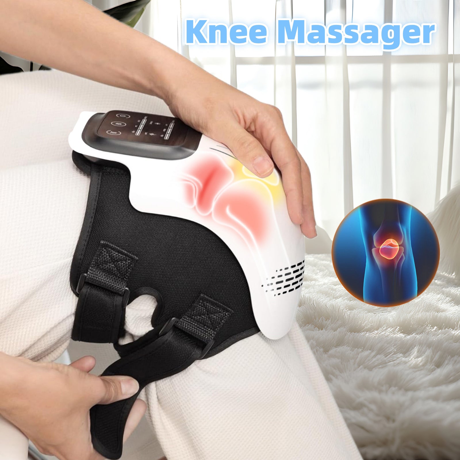 Intelligent Electric Knee Massager – Heated & Vibrating Pain Relief with Infrared and Laser Therapy