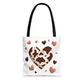 Cow Print Heart Tote Bag Brown Heart Pattern