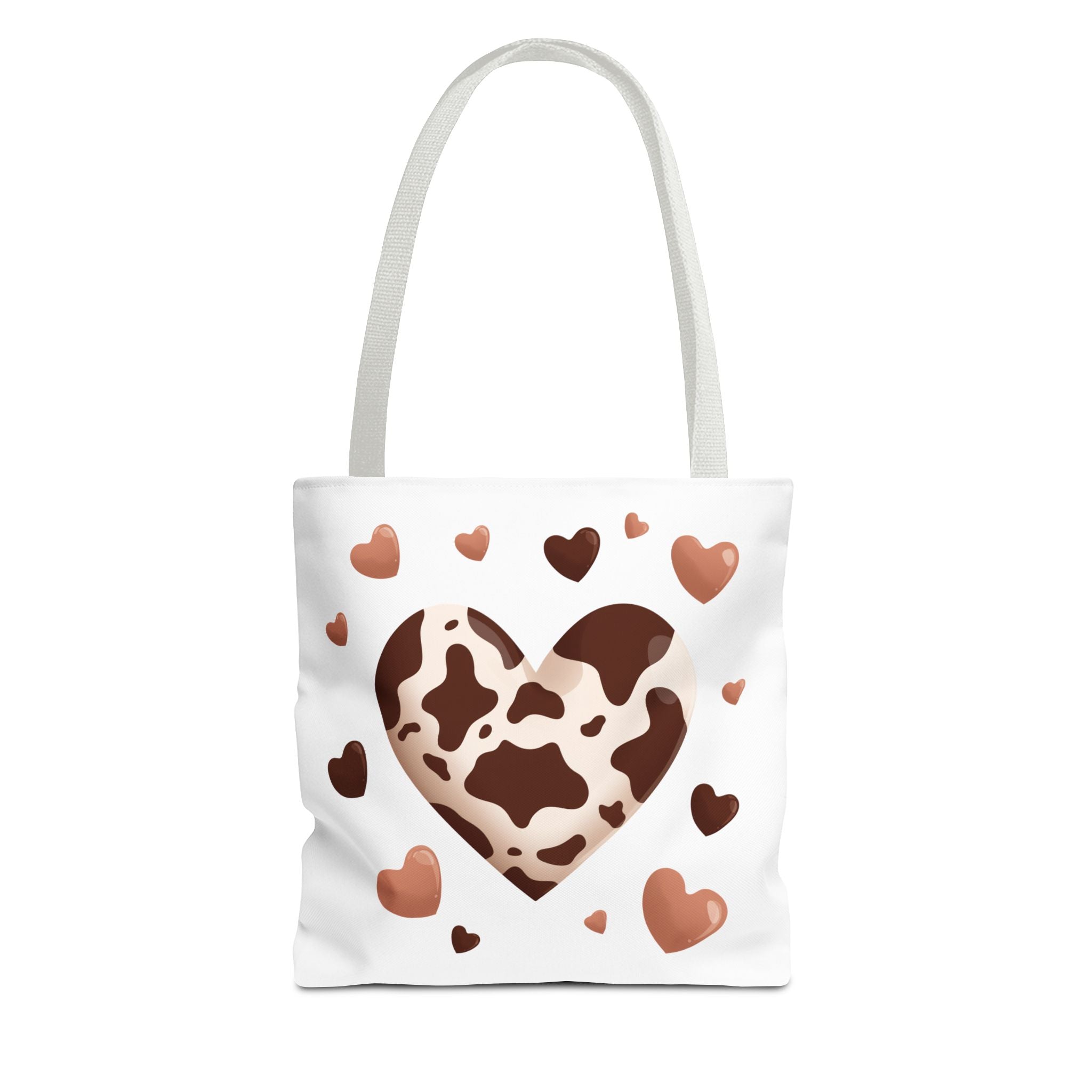Cow Print Heart Tote Bag Brown Heart Pattern