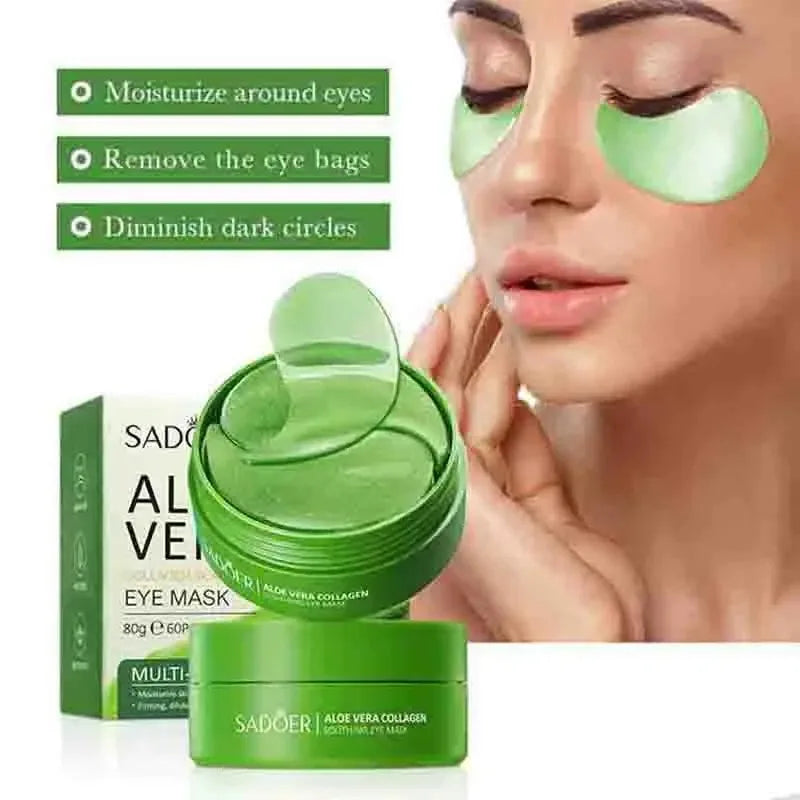 Aloe Vera Collagen Eye Mask – 60PCS Hydrating & Brightening Patches for Puffy Eyes, Dark Circles & Fine Lines