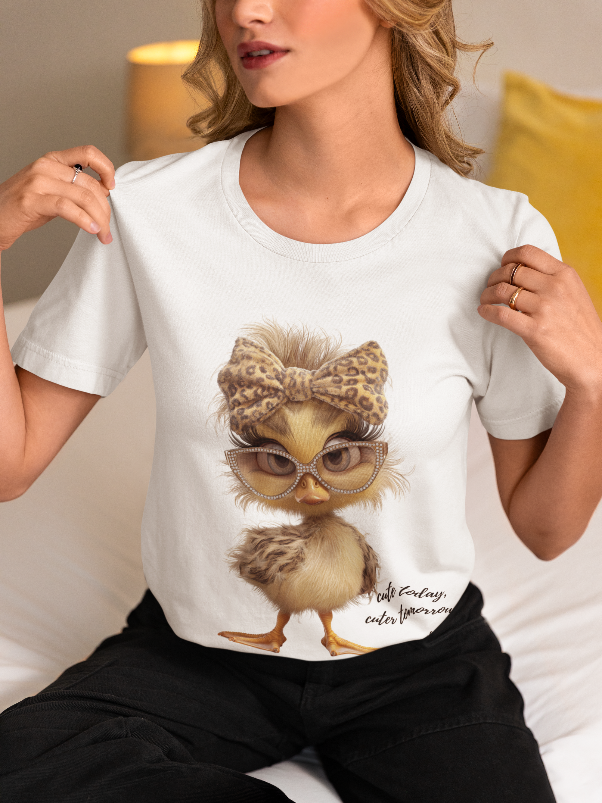 Cute Chick Graphic Tee — Chic Baby Bird with Leopard Headband