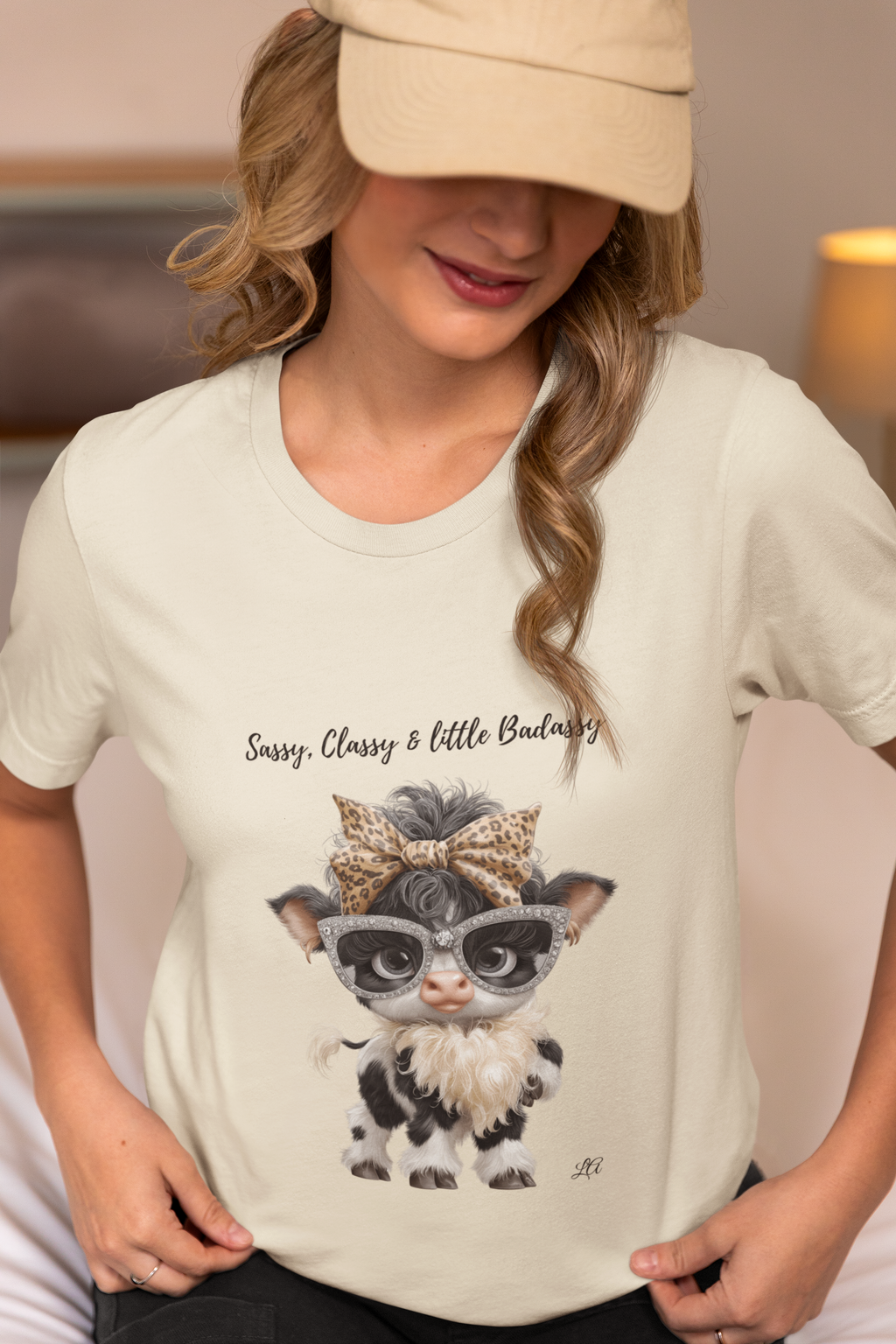 Sassy Classy Little Badassy Cow Illustration T-Shirt