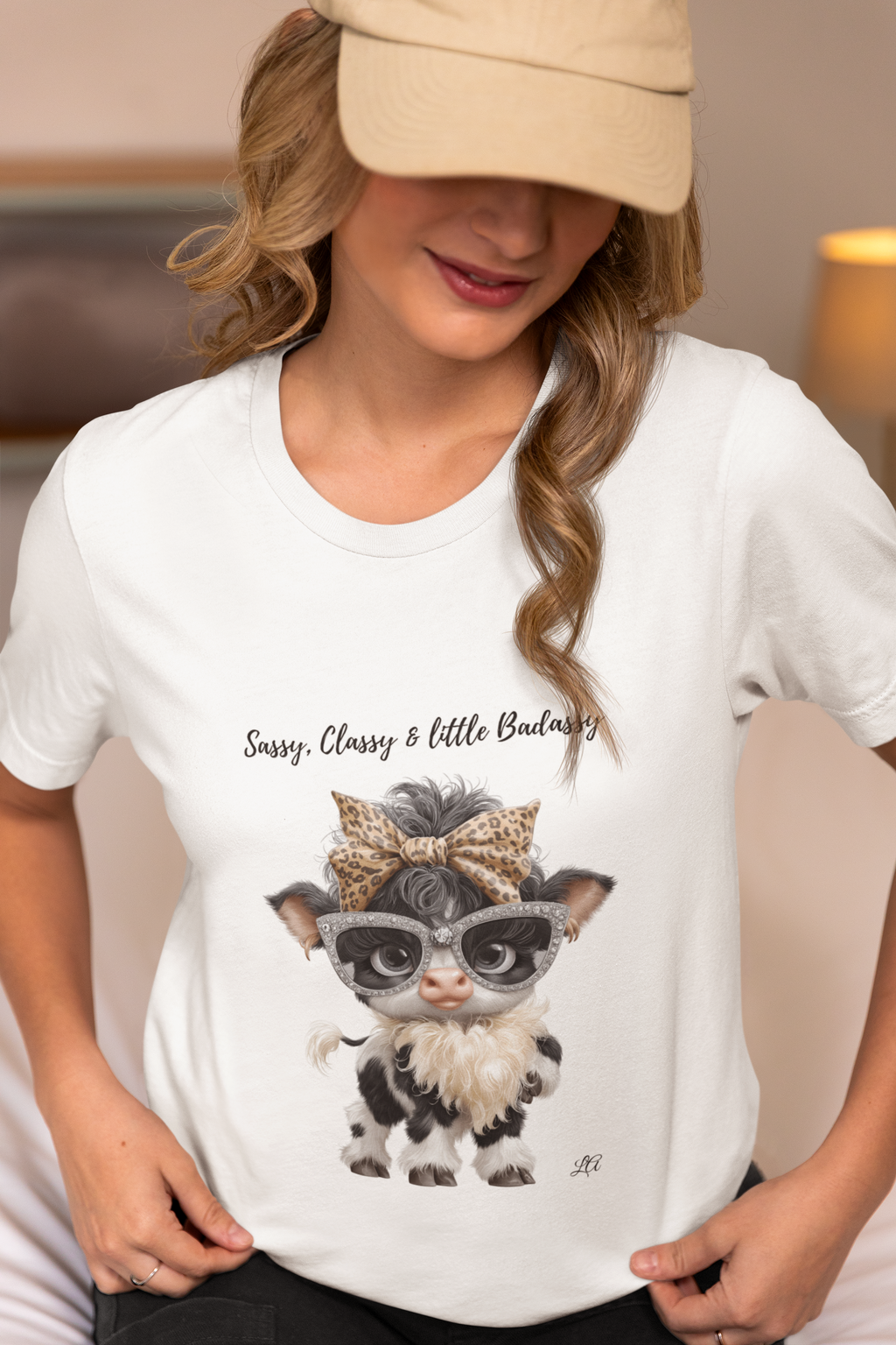 Sassy Classy Little Badassy Cow Illustration T-Shirt