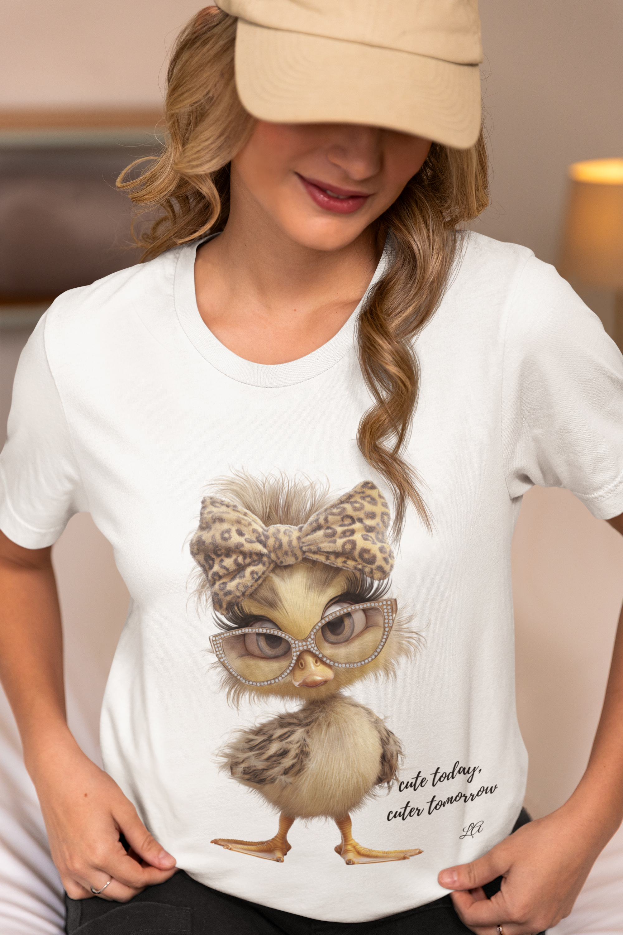 Cute Chick Graphic Tee — Chic Baby Bird with Leopard Headband