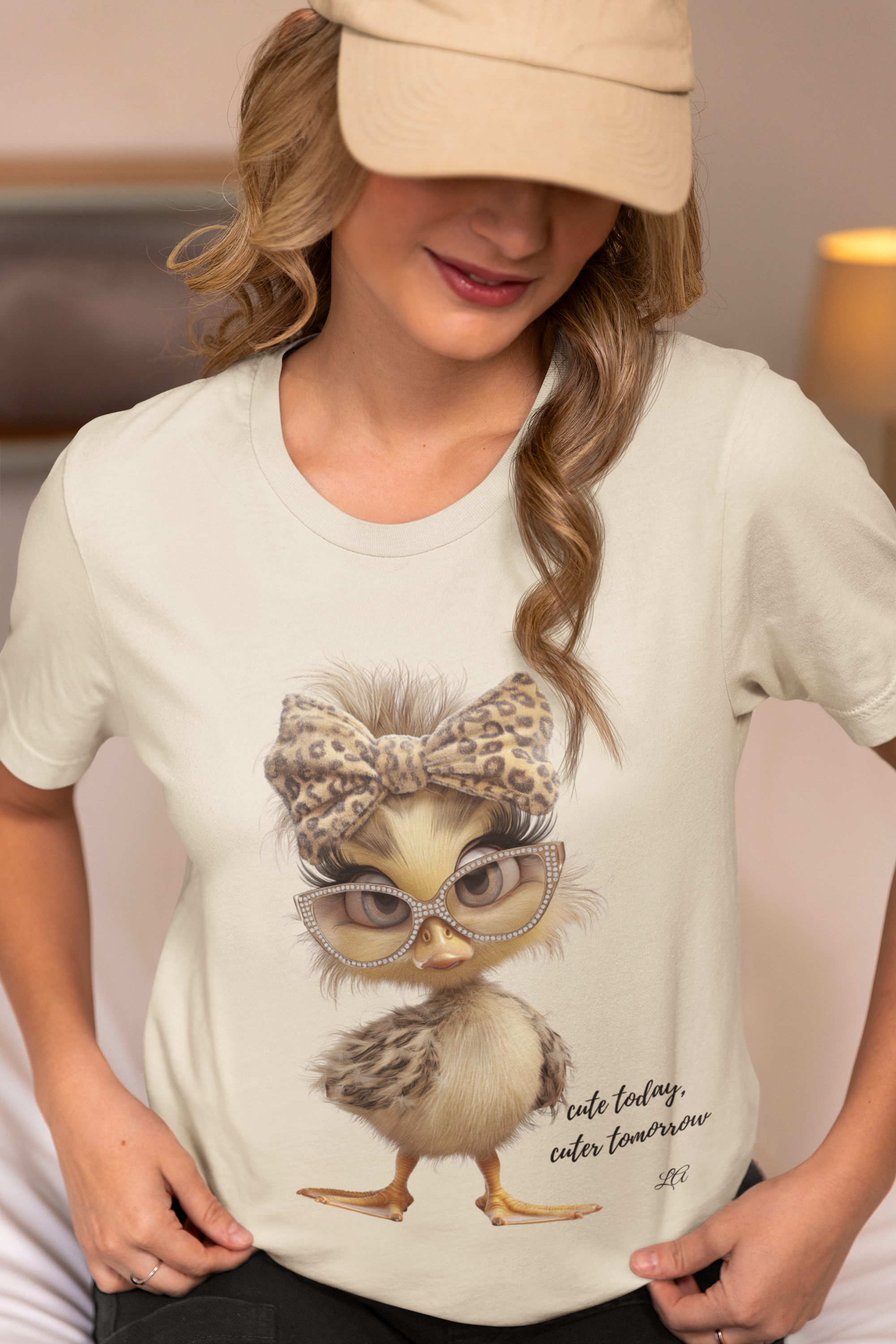 Cute Chick Graphic Tee — Chic Baby Bird with Leopard Headband