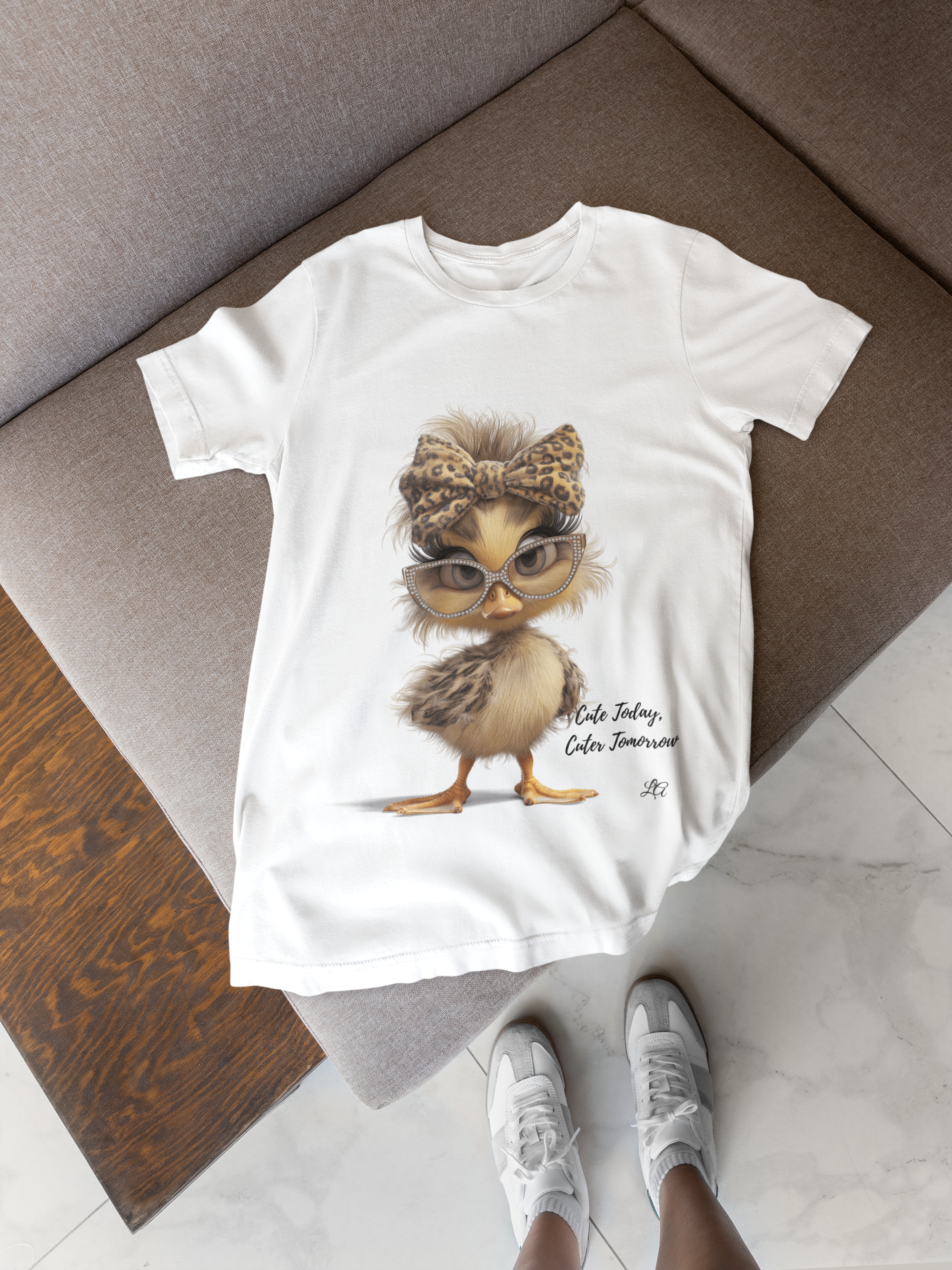 Cute Chick Graphic Tee — Chic Baby Bird with Leopard Headband
