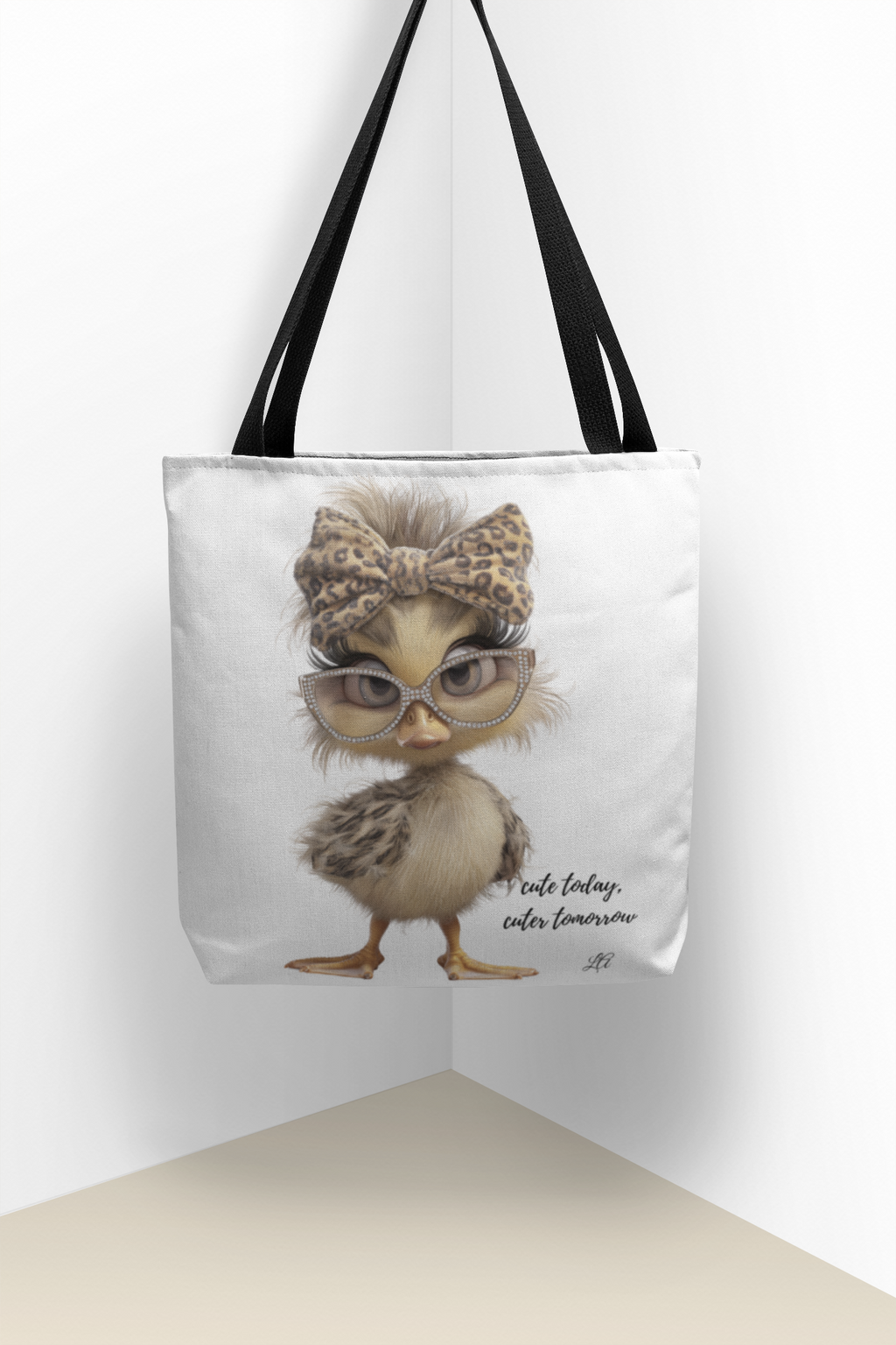 Cute Chic Chick Tote Bag — Leopard Bow & Glasses All-Over Print