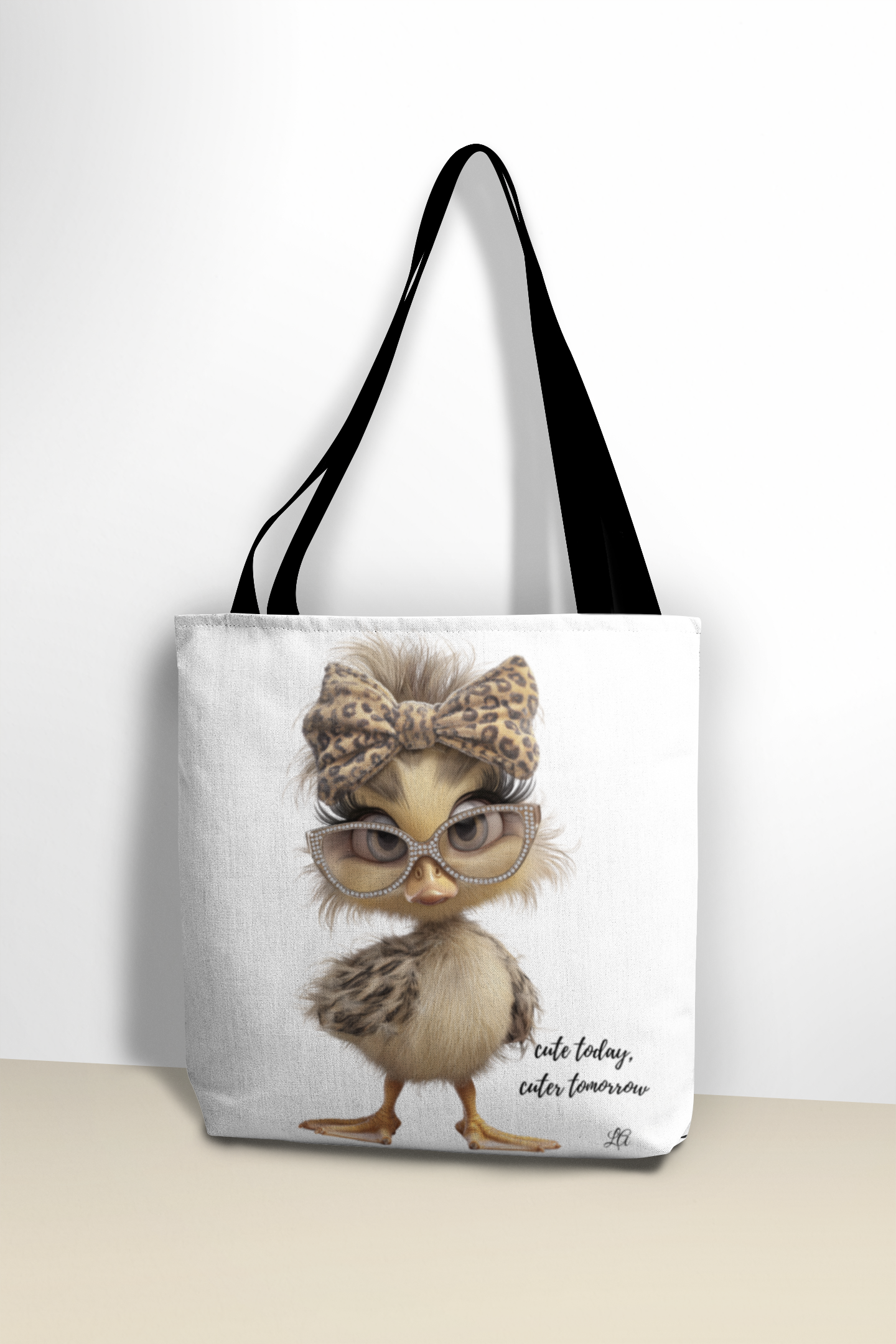 Cute Chic Chick Tote Bag — Leopard Bow & Glasses All-Over Print