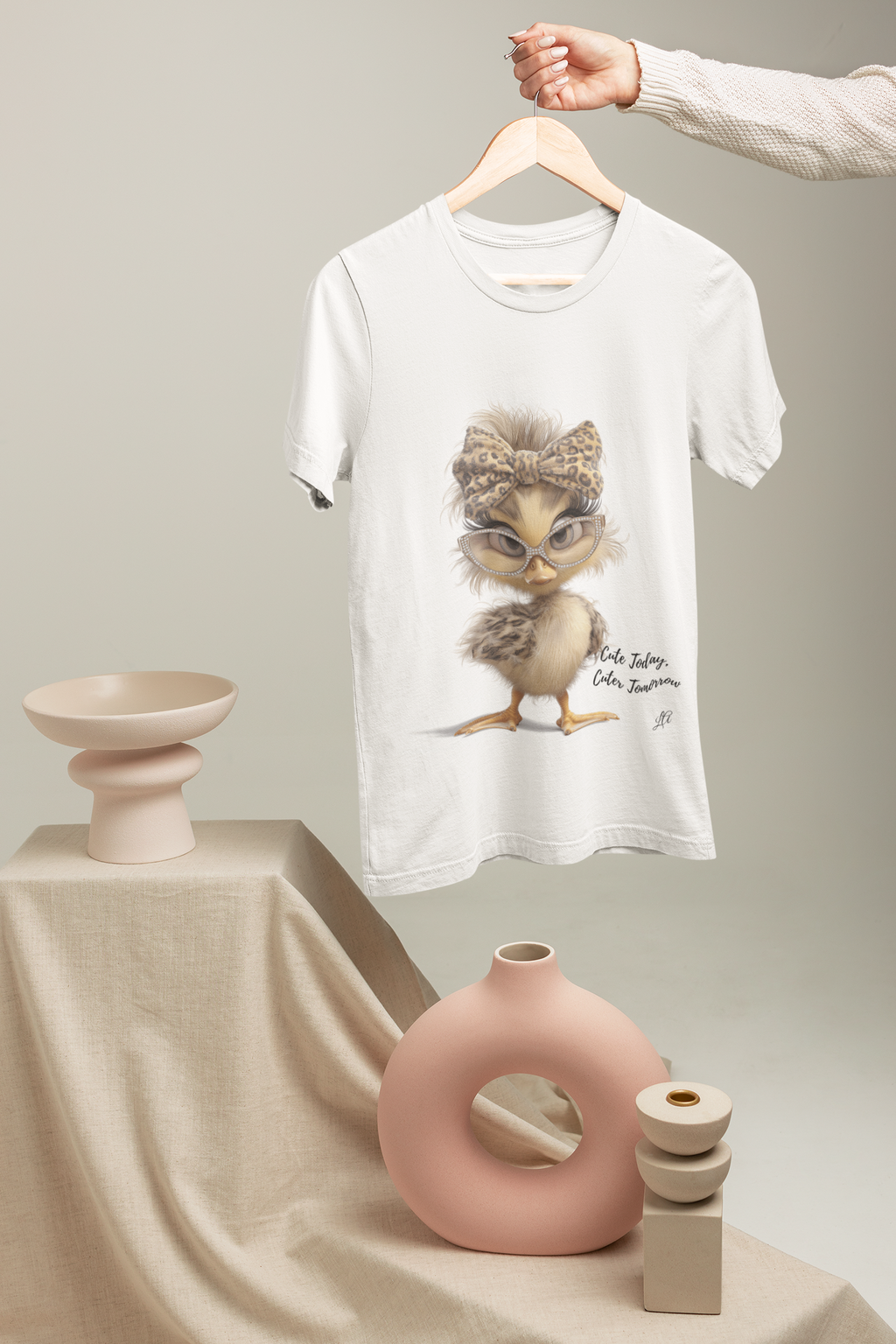 Cute Chick Graphic Tee — Chic Baby Bird with Leopard Headband