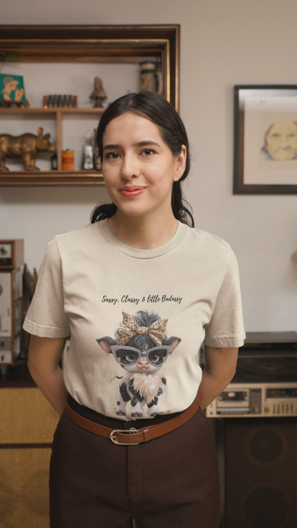 Sassy Classy Little Badassy Cow Illustration T-Shirt