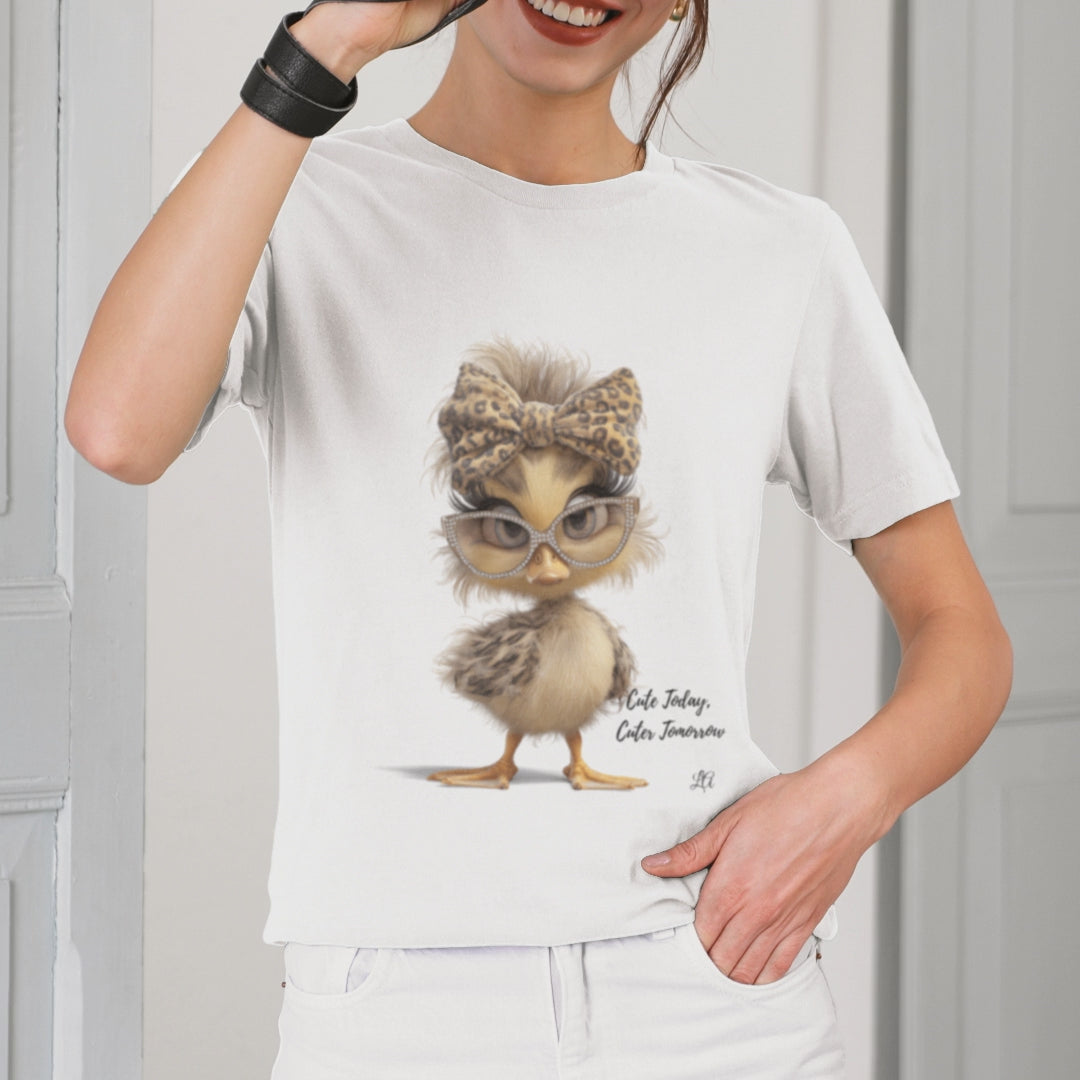 Cute Chick Graphic Tee — Chic Baby Bird with Leopard Headband